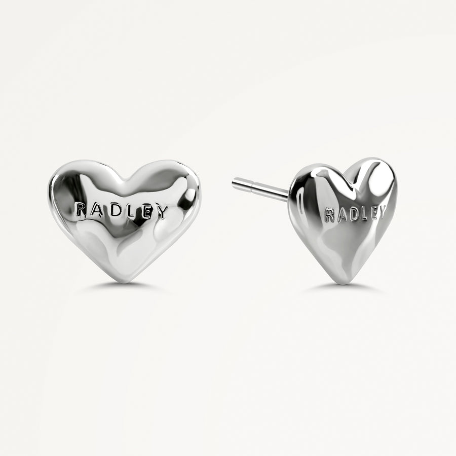 Beaton Close Hammer Heart Earrings Silver - RYJ1561S