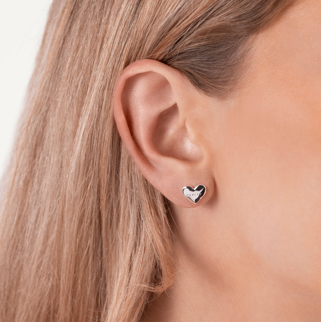 Beaton Close Hammer Heart Earrings Silver - RYJ1561S