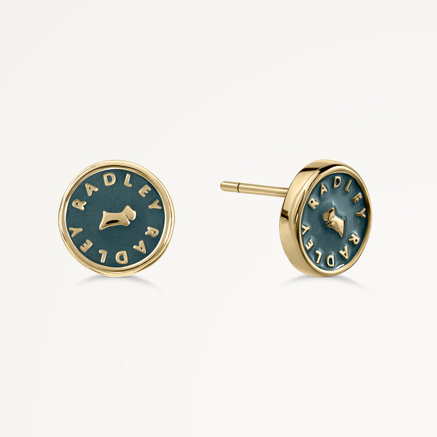 Brook Avenue Enamel Round Earrings Teal - RYJ1570S