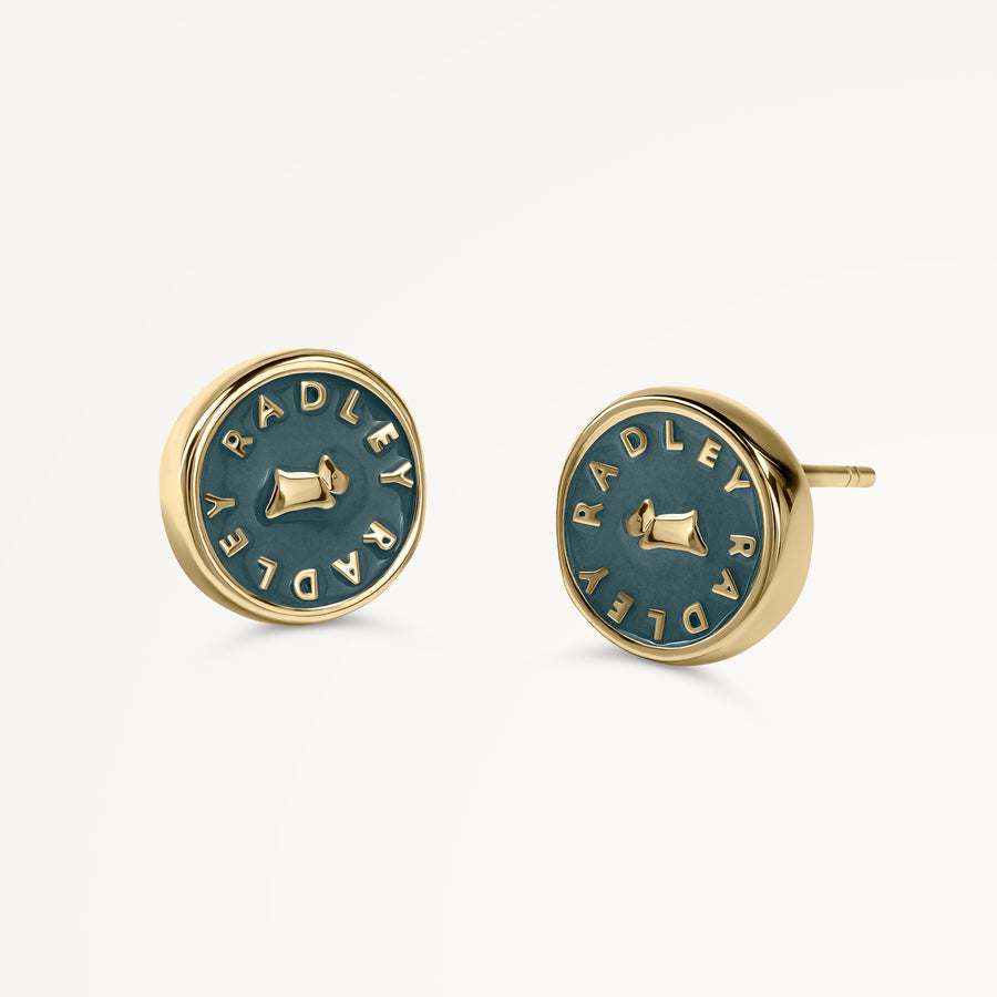 Brook Avenue Enamel Round Earrings Teal - RYJ1570S