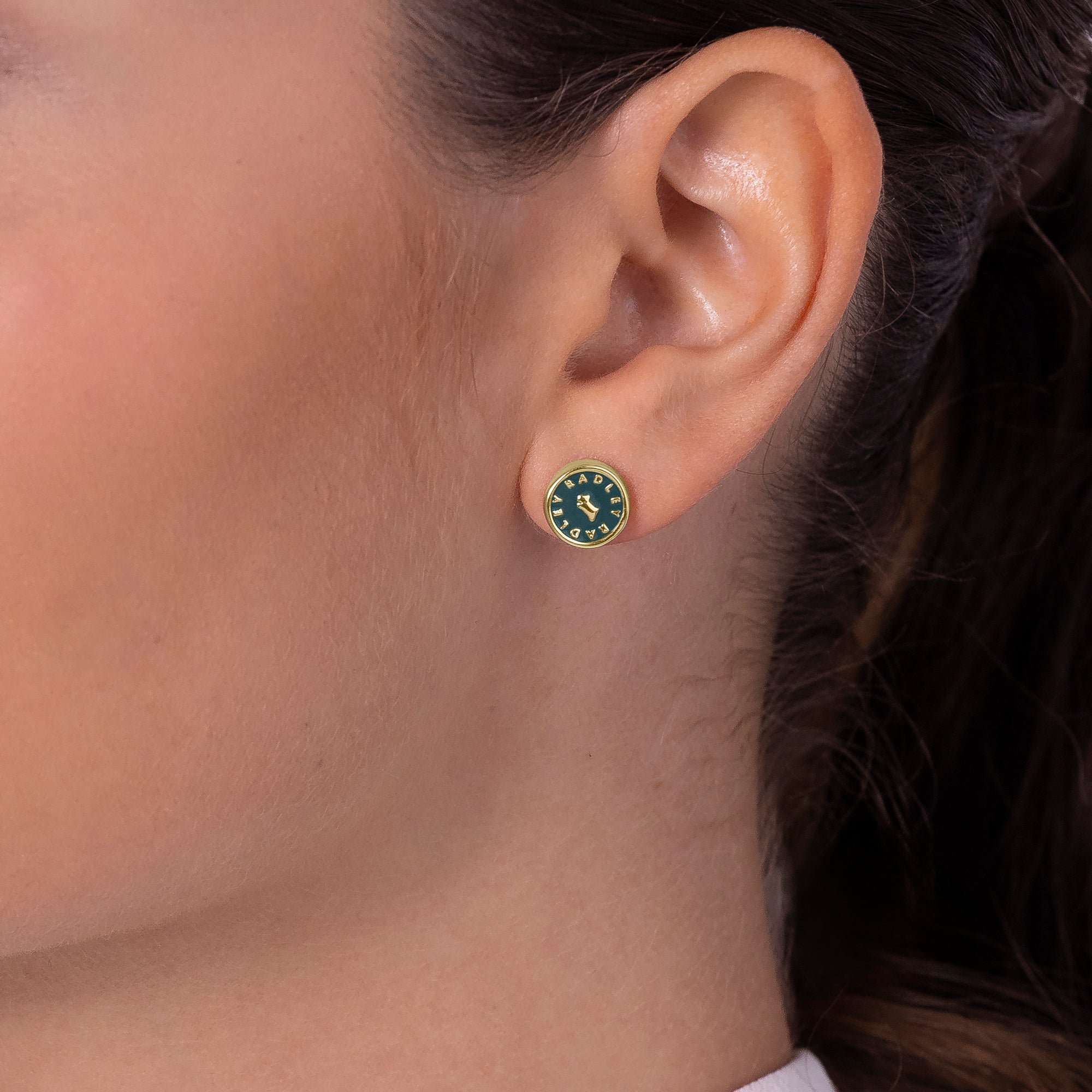 Brook Avenue Enamel Round Earrings Teal - RYJ1570S