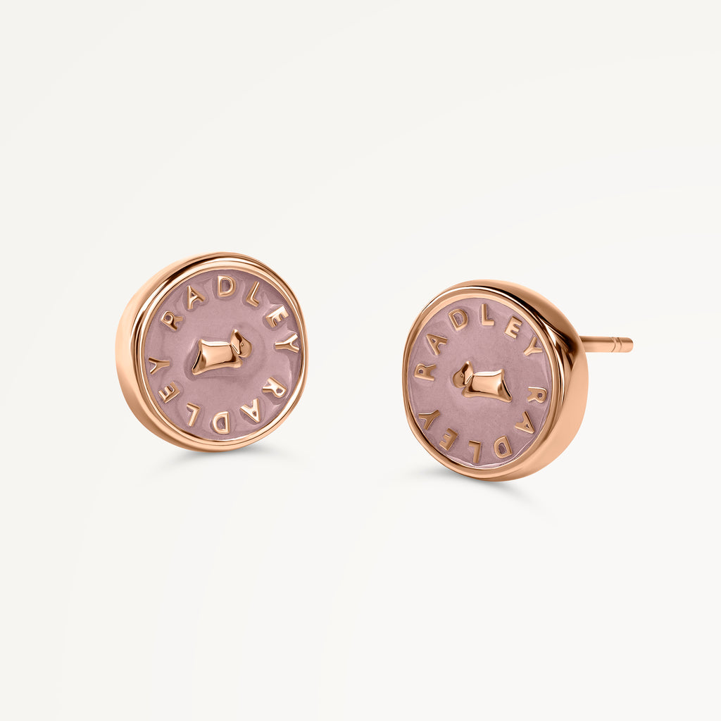 BROOK AVENUE ENAMEL ROUND EARRINGS PINK