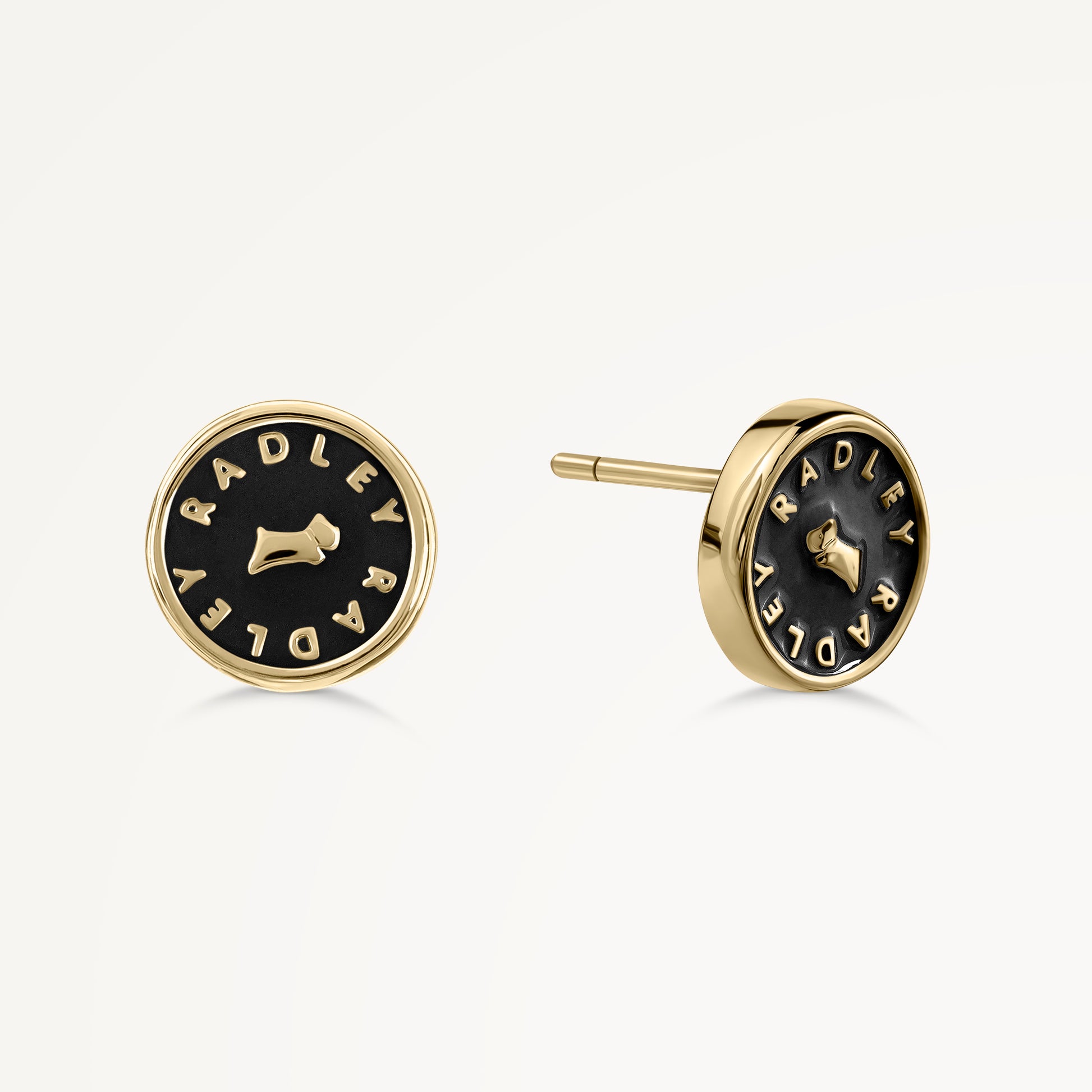 BROOK AVENUE ENAMEL ROUND EARRINGS BLACK