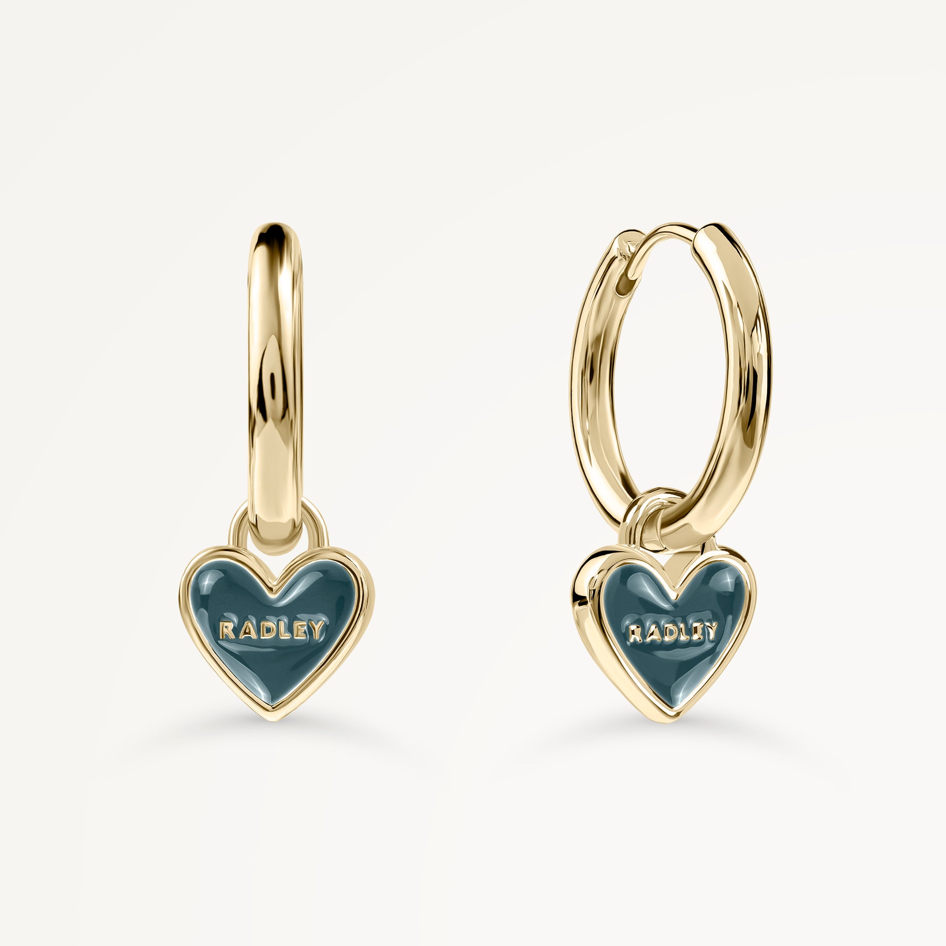 Selsey Street - Colour Hanging Heart Huggie Earrings in Teal - RYJ1578S