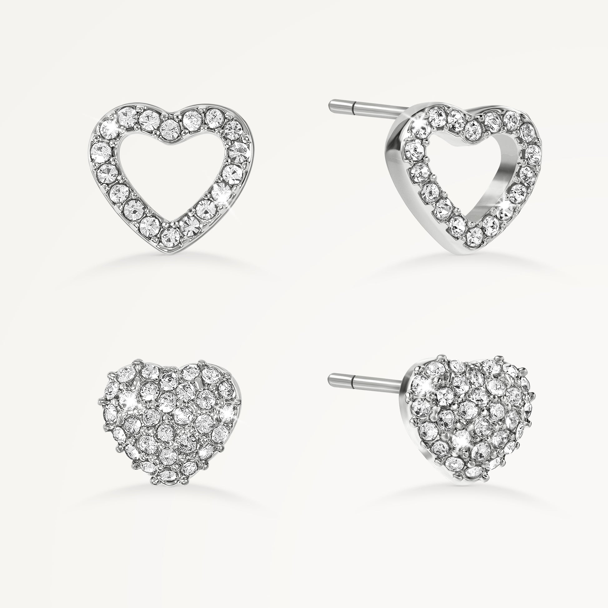HEART STREET STONESET HEART TWINPACK EARRIN SILVER