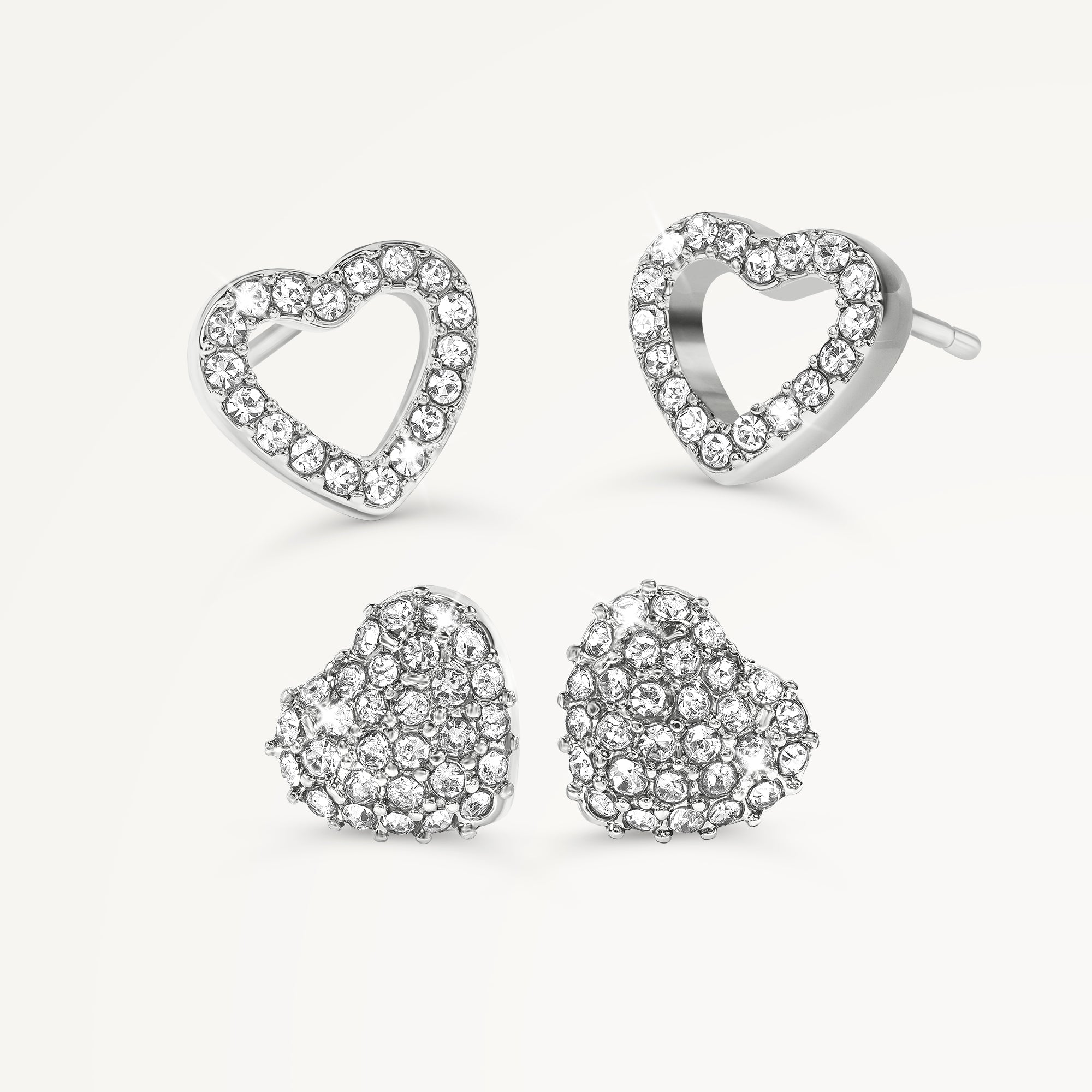 Silver Stoneset Heart Twinpack Earrings | Heart Street AW25