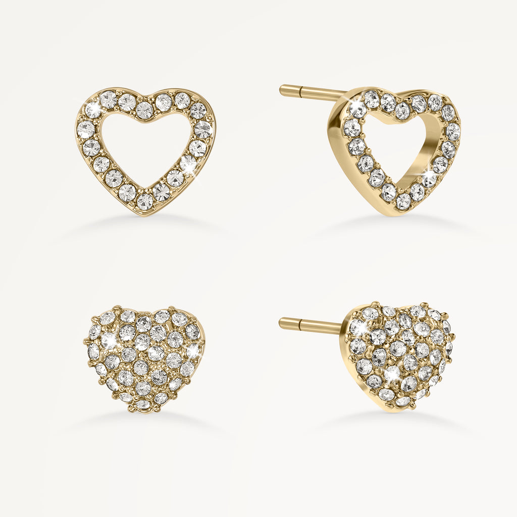 HEART STREET STONESET HEART TWINPACK EARRIN GOLD