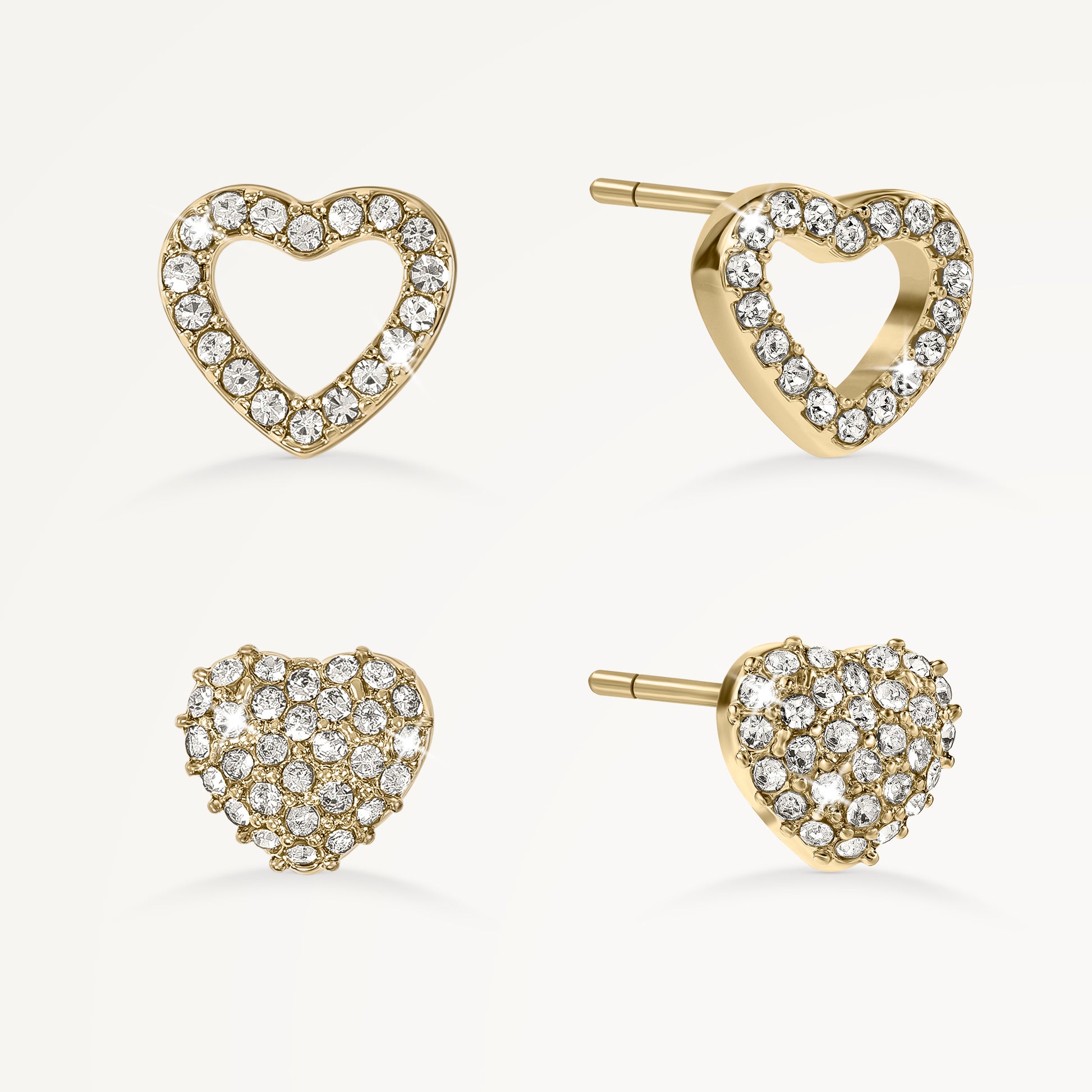 HEART STREET STONESET HEART TWINPACK EARRIN GOLD