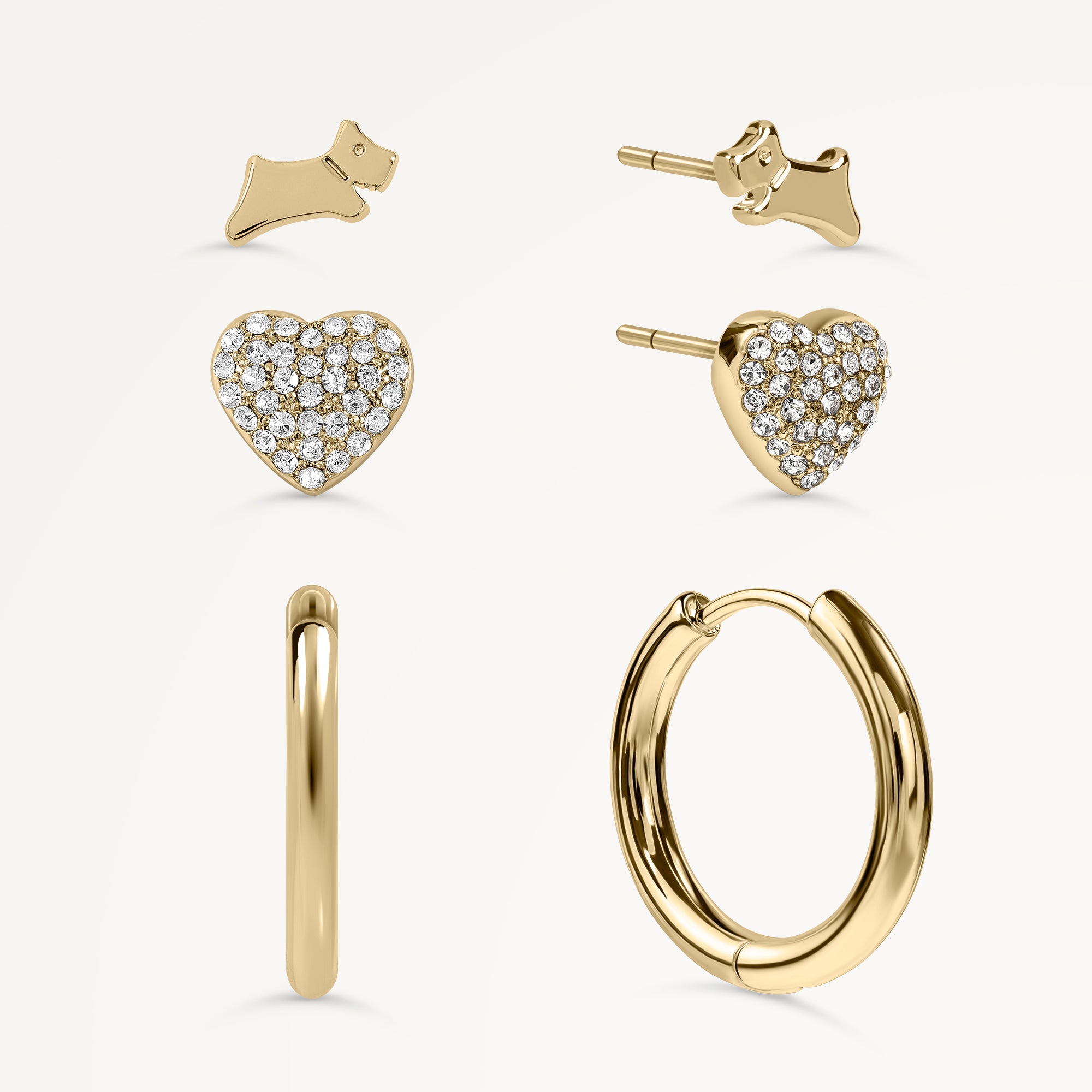 Heart Street Heart & Huggie Triple Pack Ear Gold - RYJ1586S