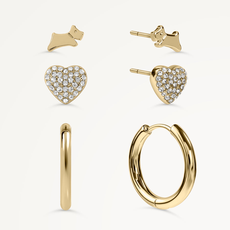 Heart Street Heart & Huggie Triple Pack Ear Gold - RYJ1586S