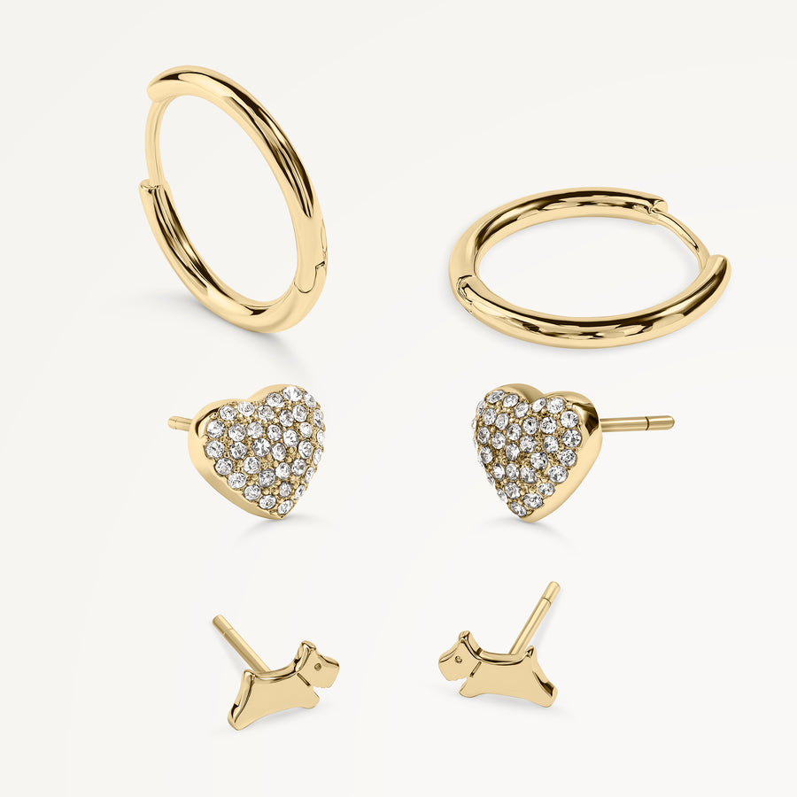 Heart Street Heart & Huggie Triple Pack Ear Gold - RYJ1586S
