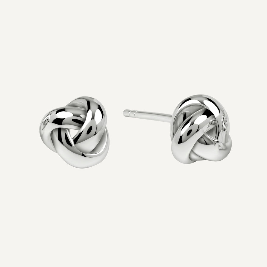 Mallow Street Silver Twist Stud Earrings Silver - RYJ1613