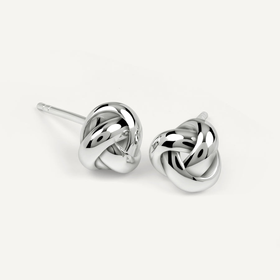 Mallow Street Silver Twist Stud Earrings Silver - RYJ1613
