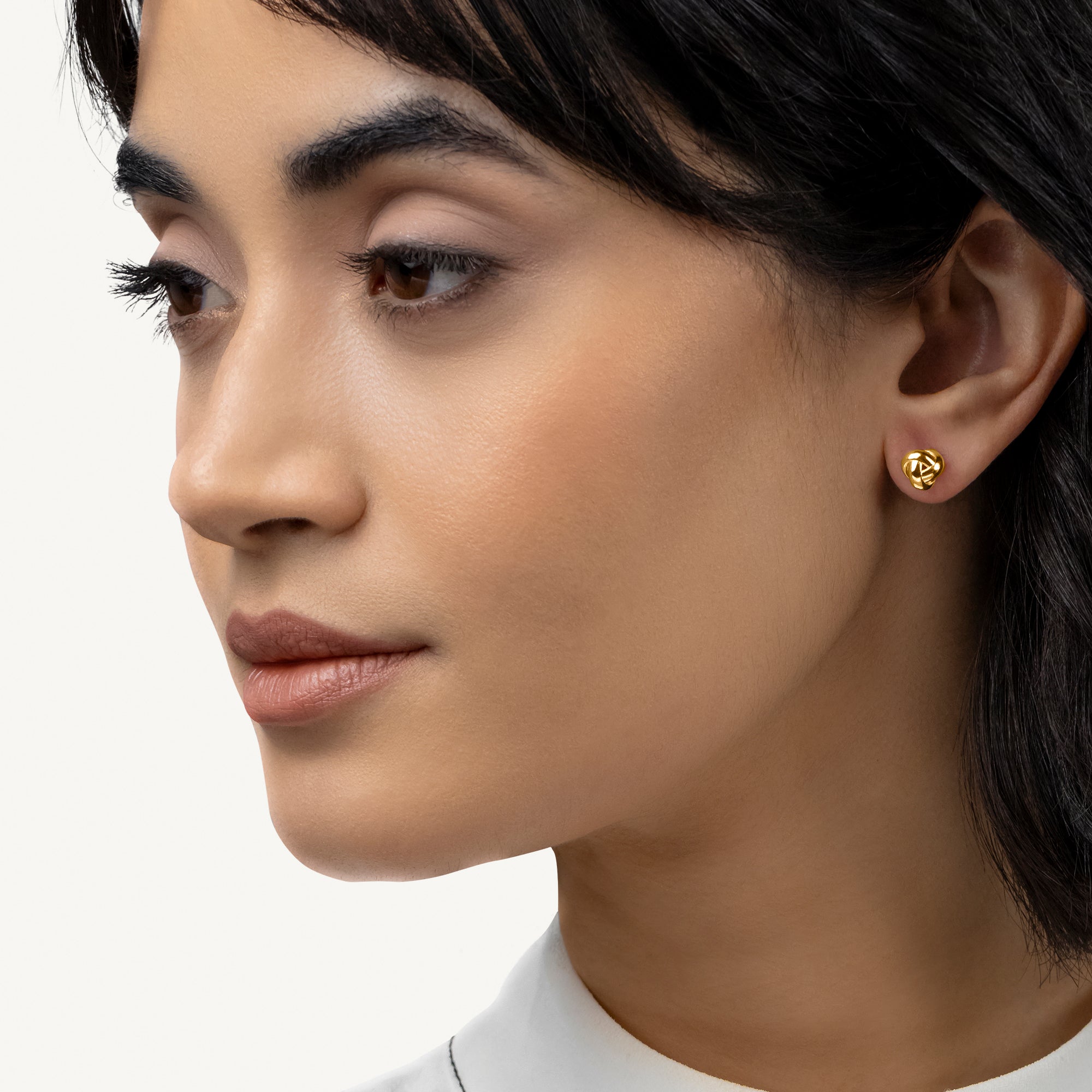 Mallow Street Gold Twist Stud Earrings Gold - RYJ1614