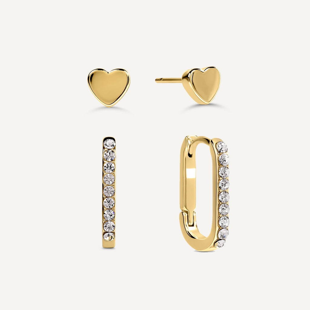 Alba Place Gold Stone Set Huggie Hoops &  Gold - RYJ1622S