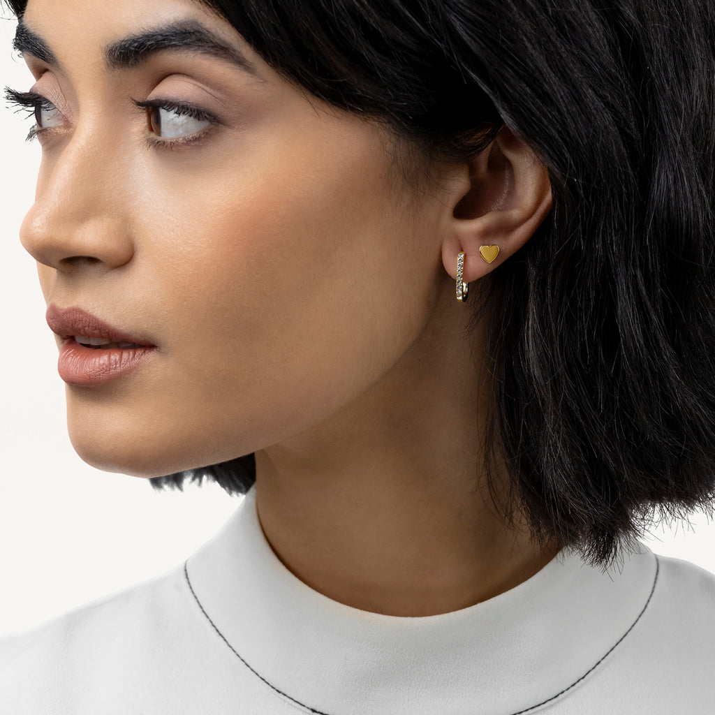 Alba Place Gold Stone Set Huggie Hoops &  Gold - RYJ1622S