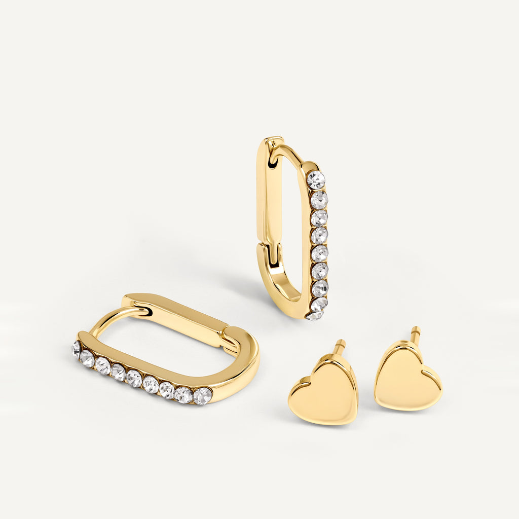 Alba Place Gold Stone Set Huggie Hoops &  Gold - RYJ1622S