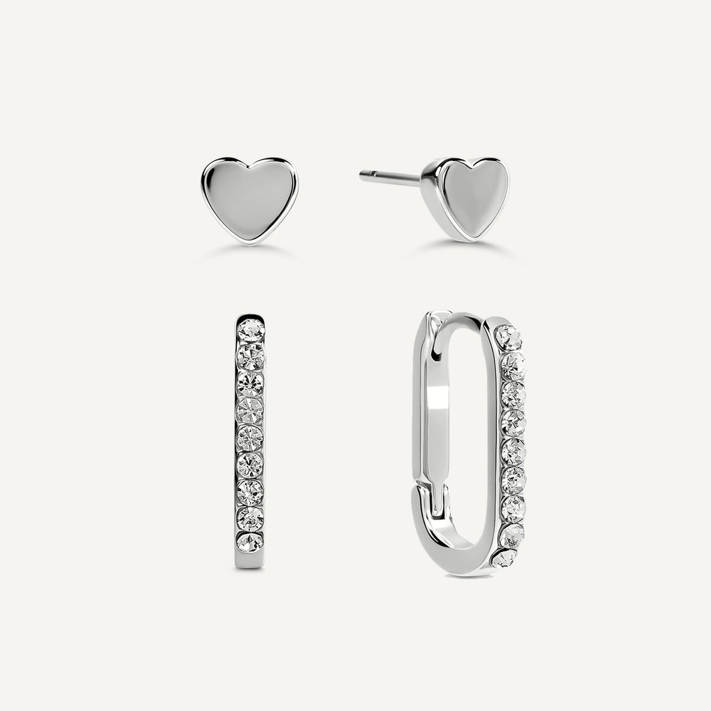 Alba Place Silver Stone Set Huggie Hoops  Silver - RYJ1623S