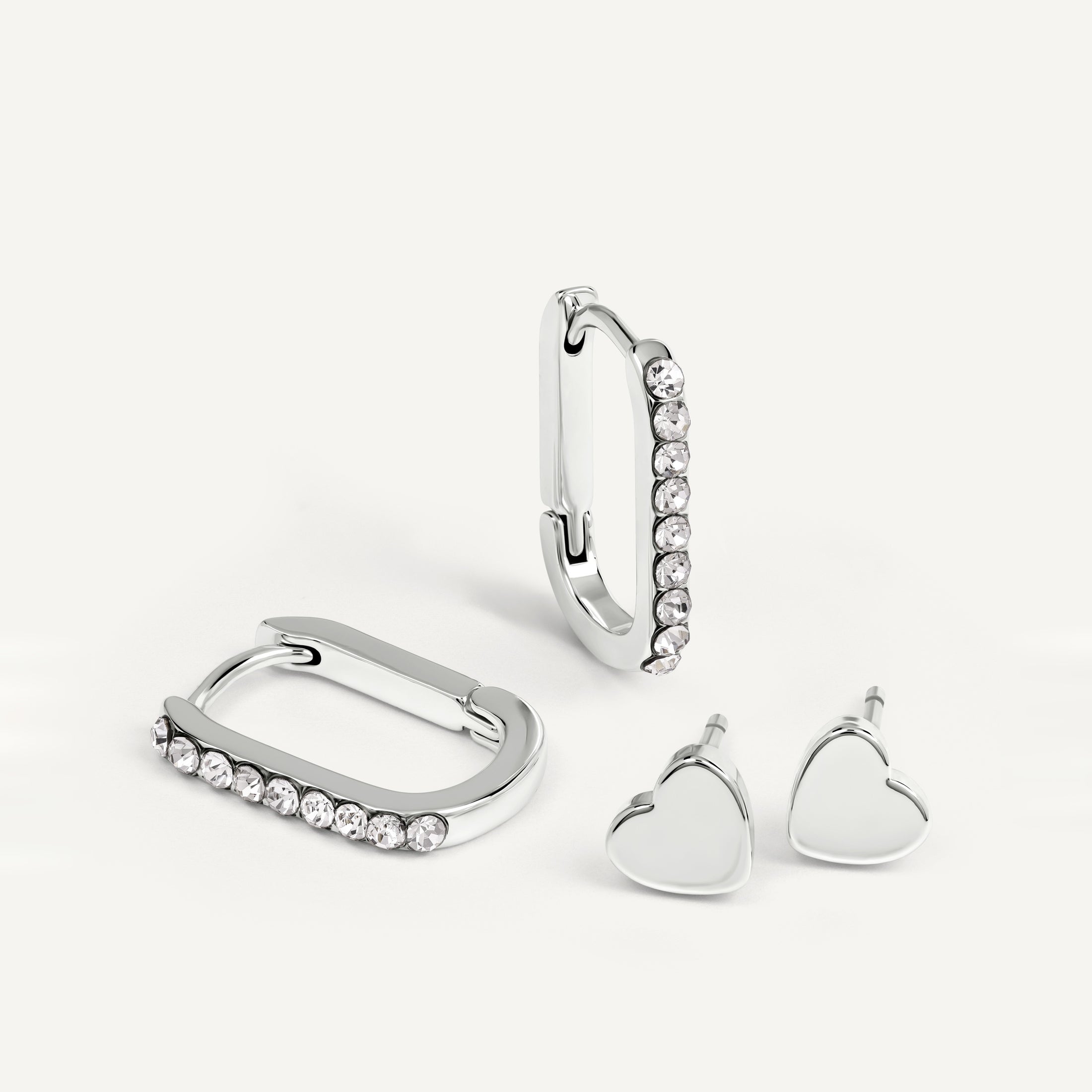 Alba Place Silver Stone Set Huggie Hoops  Silver - RYJ1623S