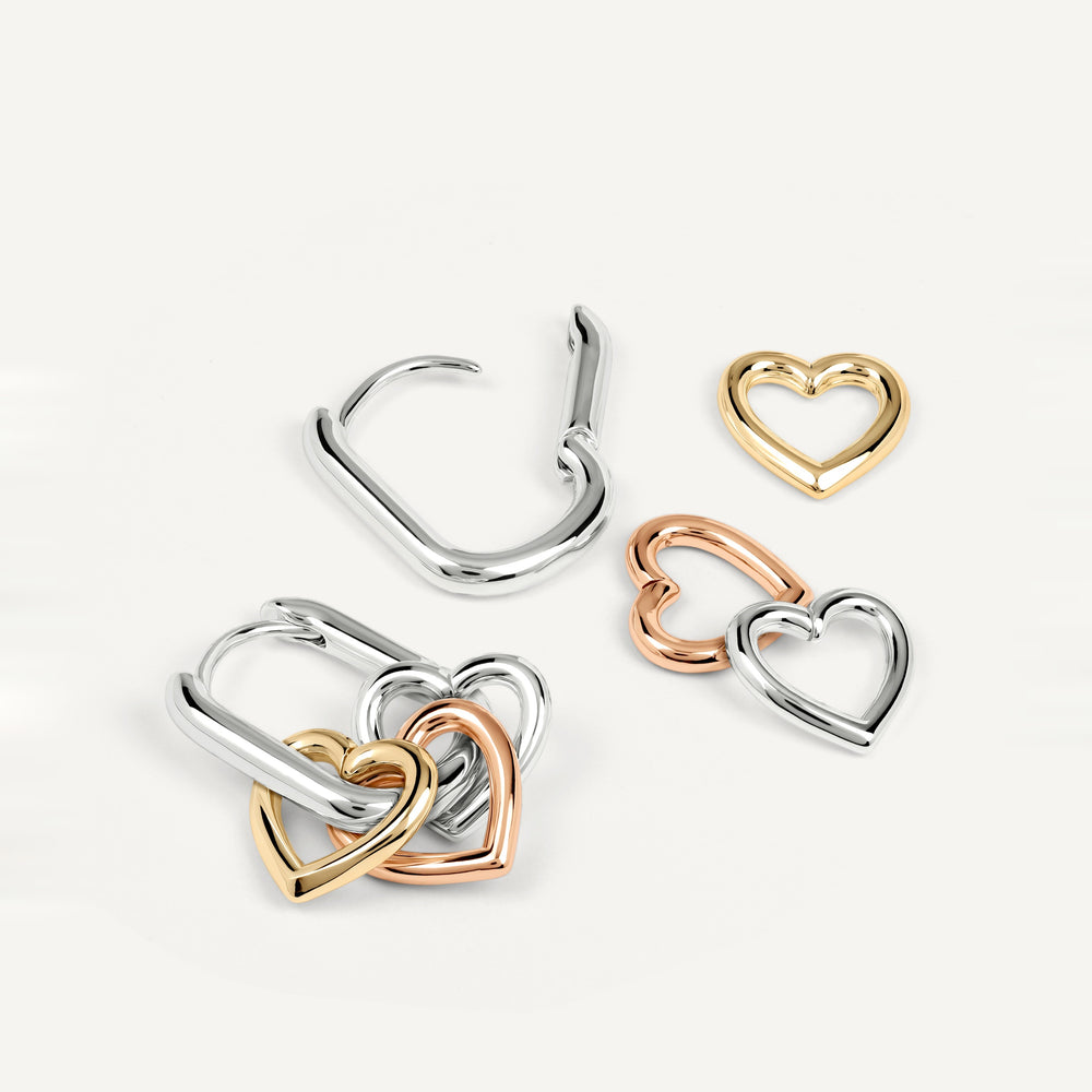 Love You Lots Multi Heart Hanging Charms Ear Silver - RYJ1639S