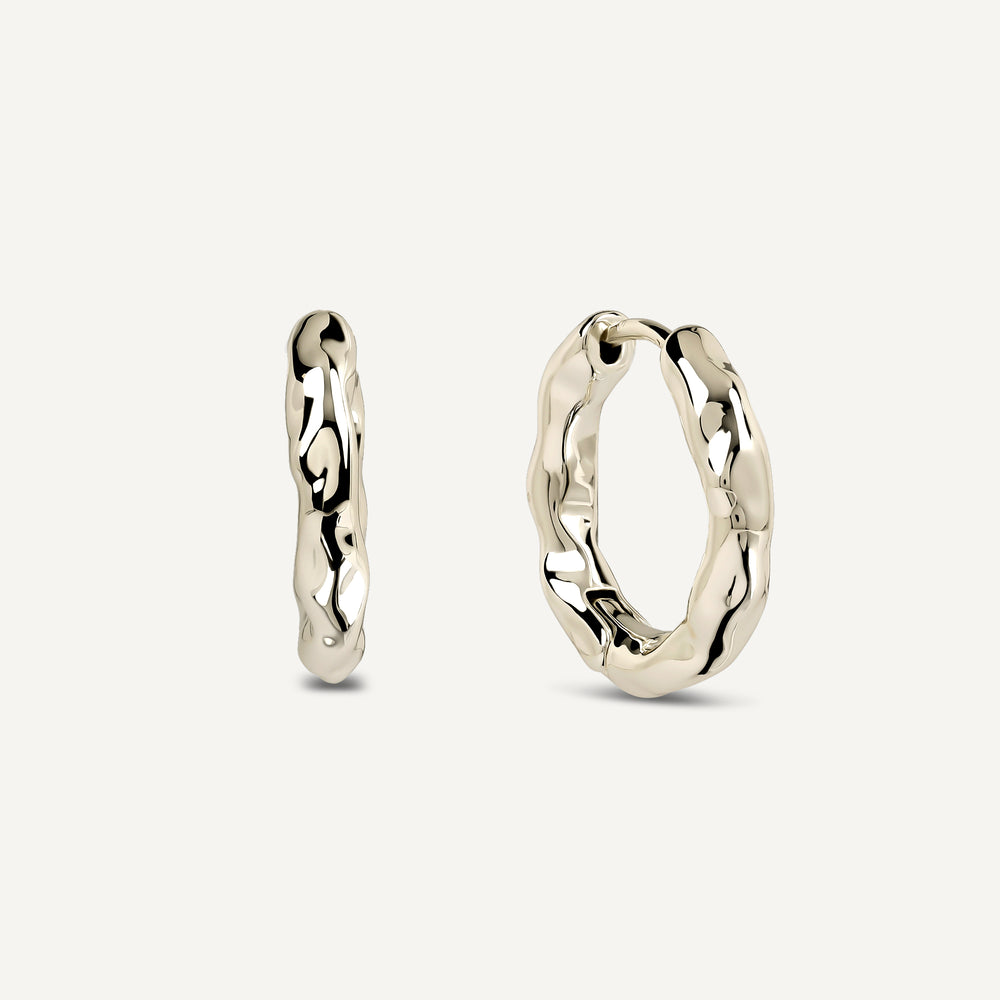 Hadley Lane Gold Plated Hammer Hoop Earrin Gold - Ryj1640S