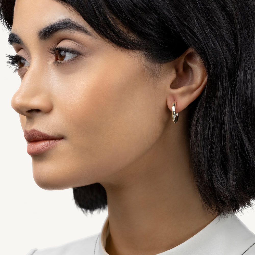 Hadley Lane Gold Plated Hammer Hoop Earrin Gold - Ryj1640S
