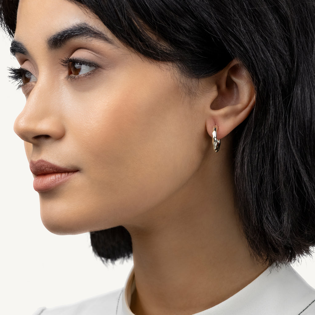 Hadley Lane Gold Plated Hammer Hoop Earrin Gold - Ryj1640S