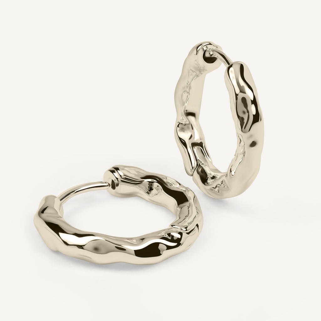Hadley Lane Gold Plated Hammer Hoop Earrin Gold - Ryj1640S
