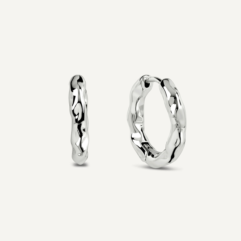 Hadley Lane Silver Plated Hammer Hoop Earr Silver - RYJ1641S
