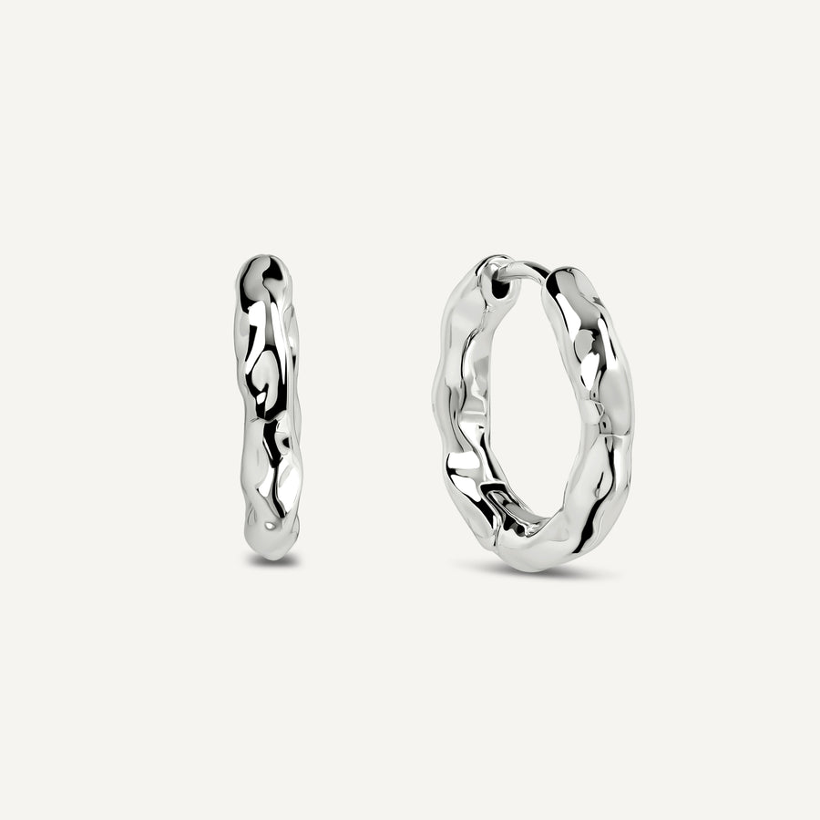 Hadley Lane Silver Plated Hammer Hoop Earr Silver - RYJ1641S