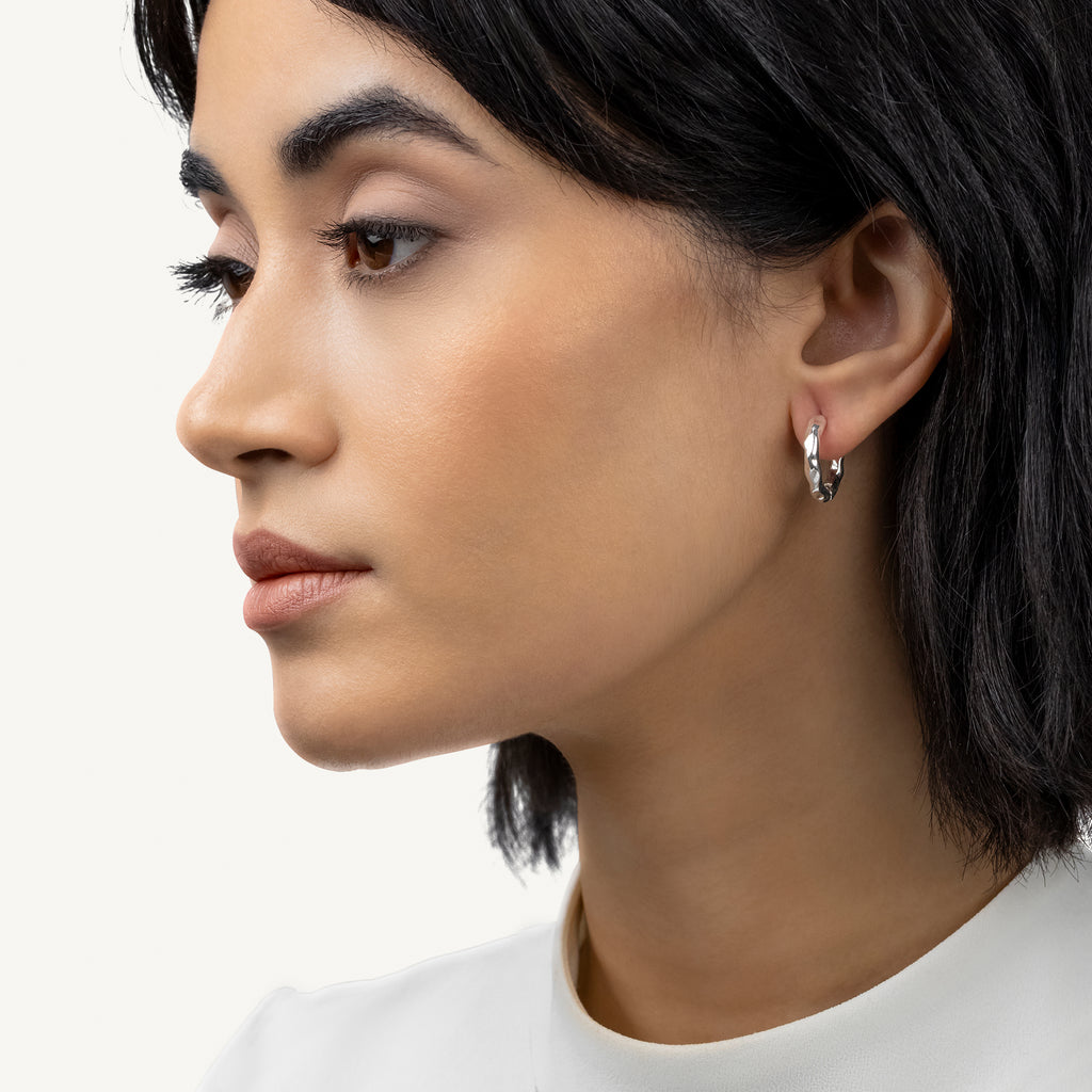 Hadley Lane Silver Plated Hammer Hoop Earr Silver - RYJ1641S