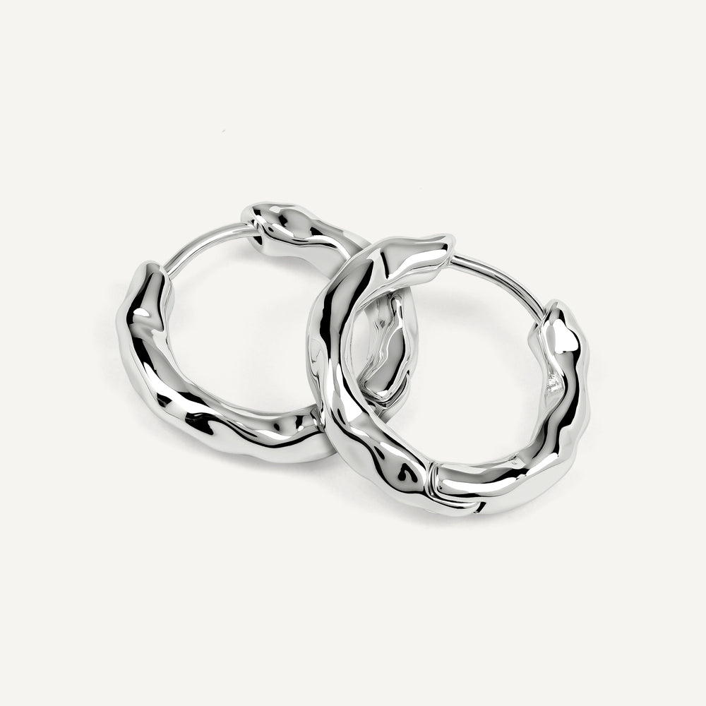 Hadley Lane Silver Plated Hammer Hoop Earr Silver - RYJ1641S