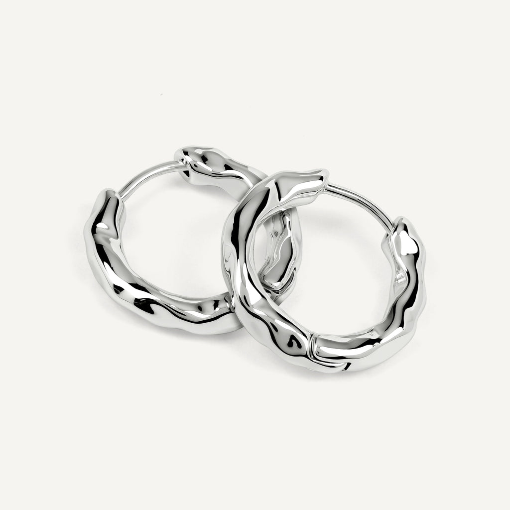 Hadley Lane Silver Plated Hammer Hoop Earr Silver - RYJ1641S