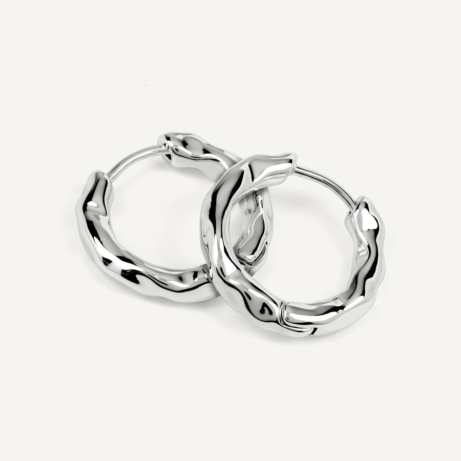 Hadley Lane Silver Plated Hammer Hoop Earr Silver - RYJ1641S