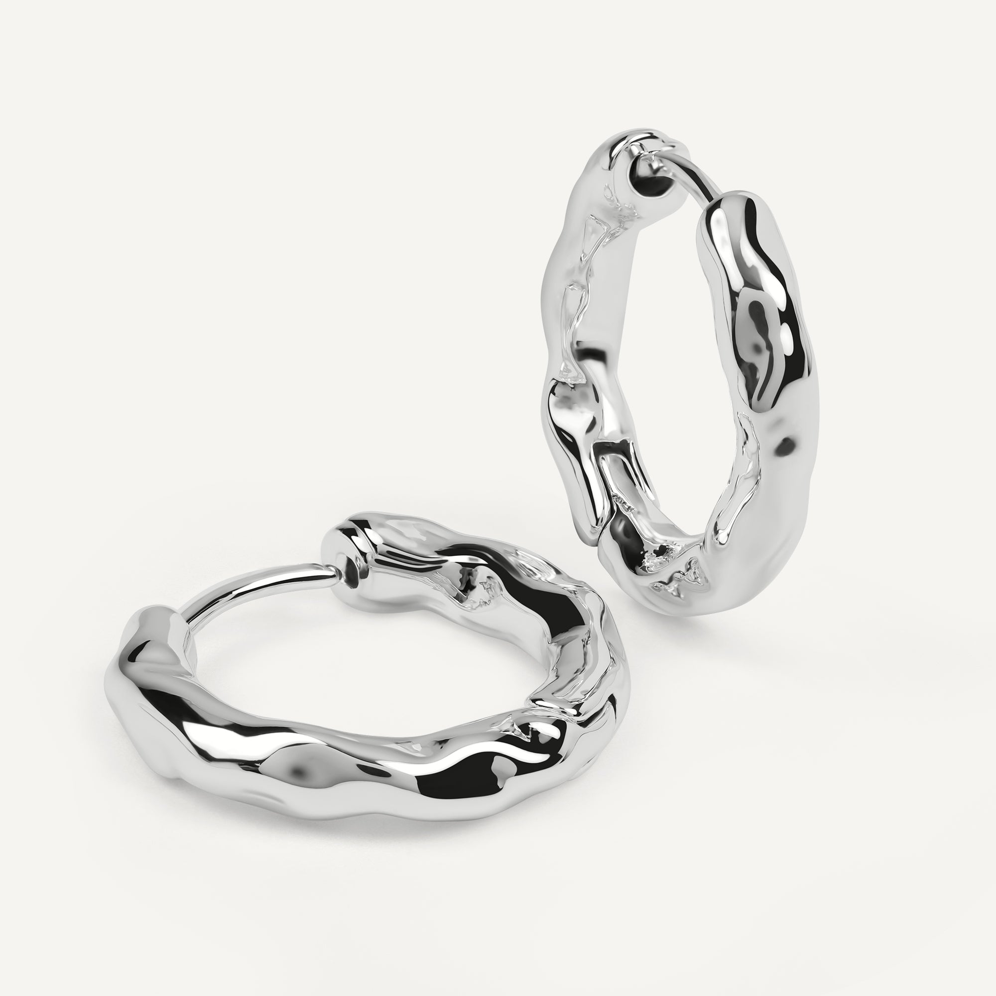 Hadley Lane Silver Plated Hammer Hoop Earr Silver - RYJ1641S