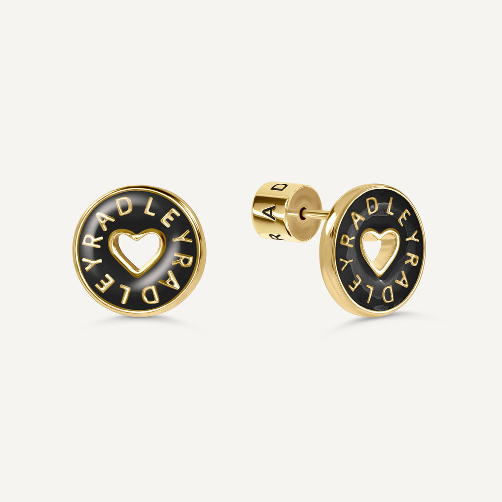 Sion Close Black Enamel Heart Cut Out Ear Gold - RYJ1642S