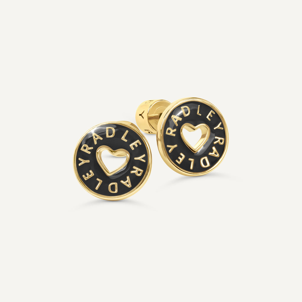 Sion Close Black Enamel Heart Cut Out Ear Gold - RYJ1642S