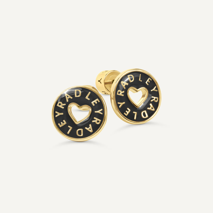 Sion Close Black Enamel Heart Cut Out Ear Gold - RYJ1642S