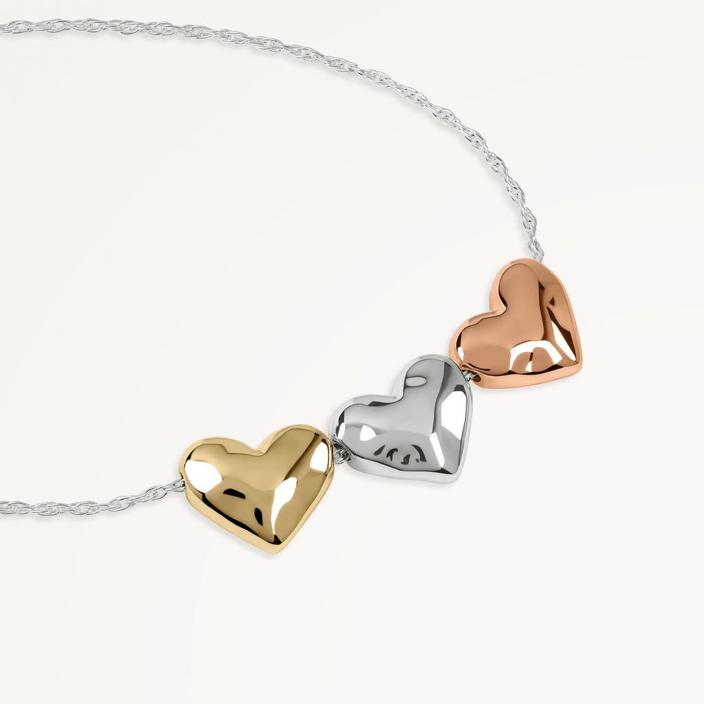 Love Lane Mixed Plated Heart Necklace Silver - RYJ2514S