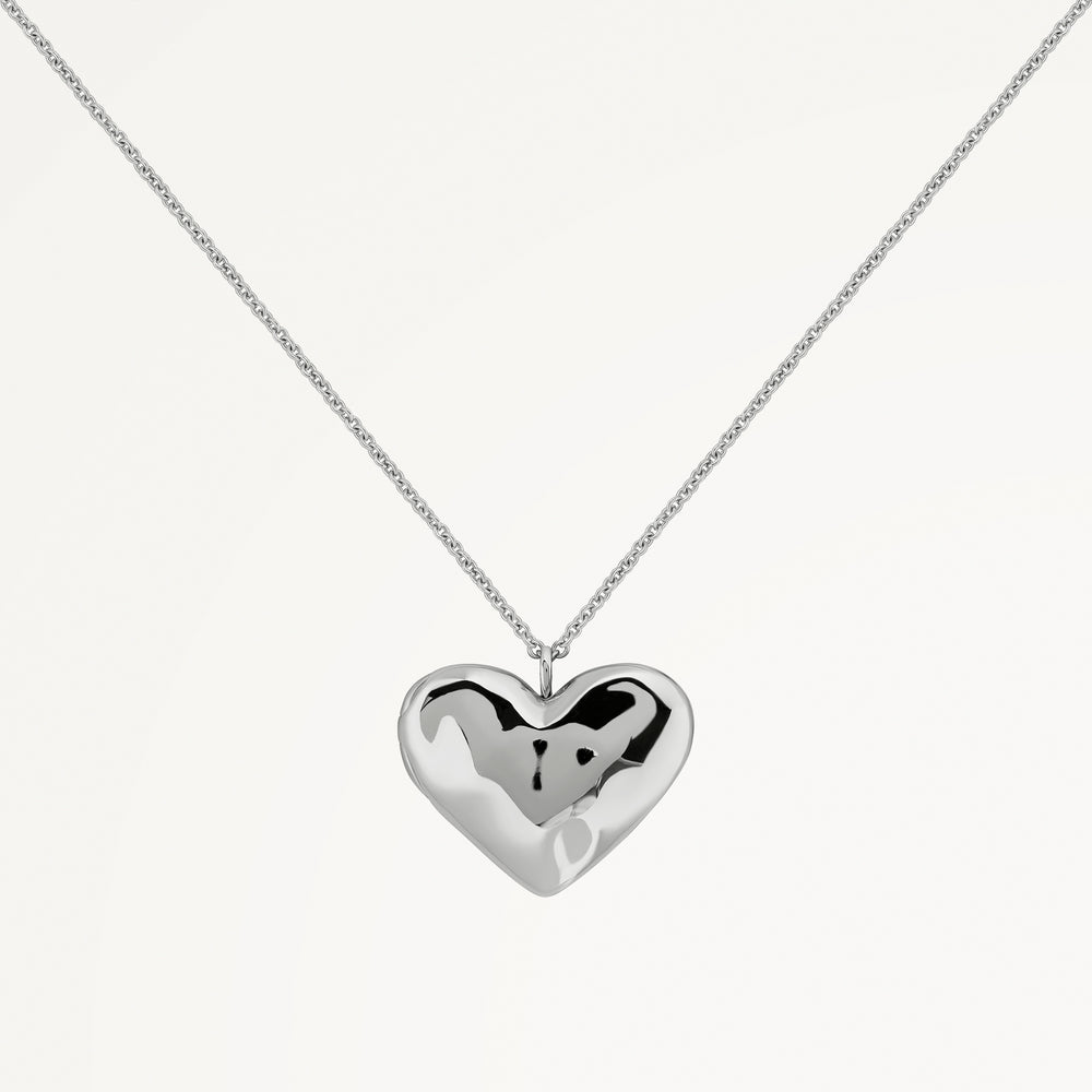 Beaton Close Hammer Heart Locket Necklace Silver - RYJ2515S
