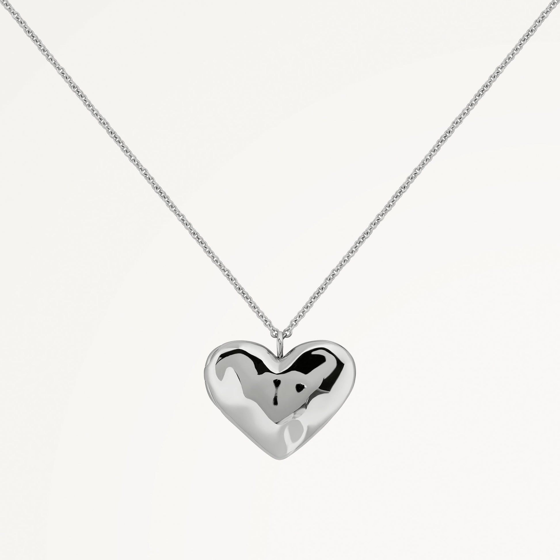Beaton Close Hammer Heart Locket Necklace Silver - RYJ2515S