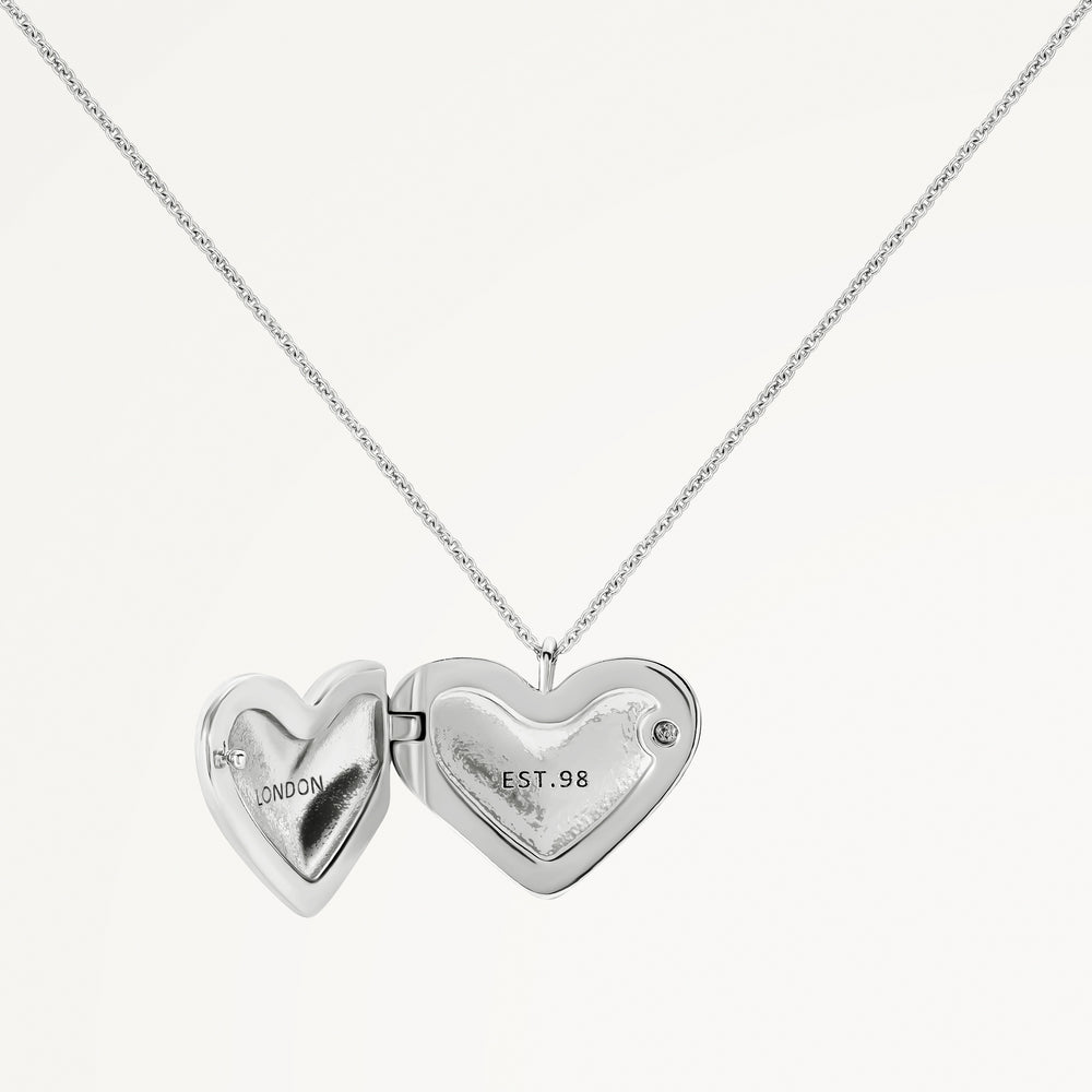 Beaton Close Hammer Heart Locket Necklace Silver - RYJ2515S