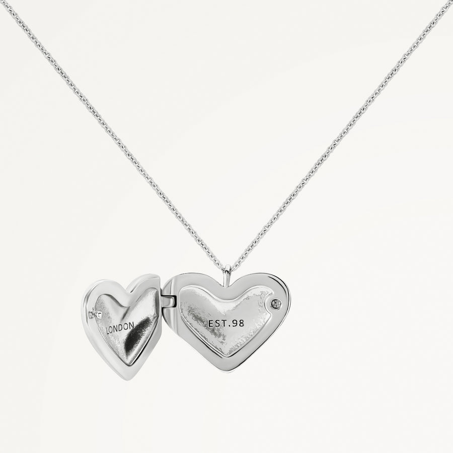 Beaton Close Hammer Heart Locket Necklace Silver - RYJ2515S