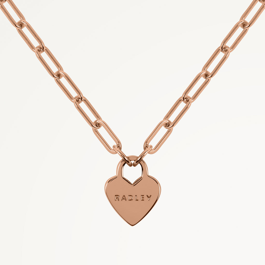 SELSEY STREET HEART CHARM NECKLACE ROSE GOLD