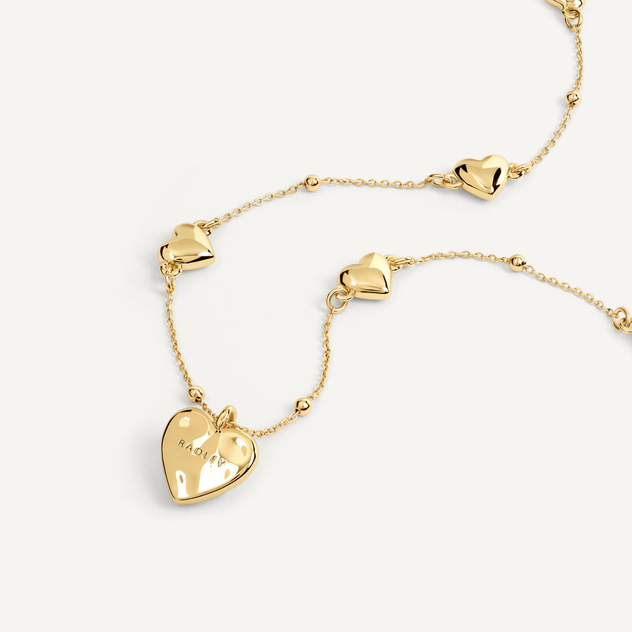 Heart Street Hammered Multi Heart Charm Nec Gold - RYJ2552S