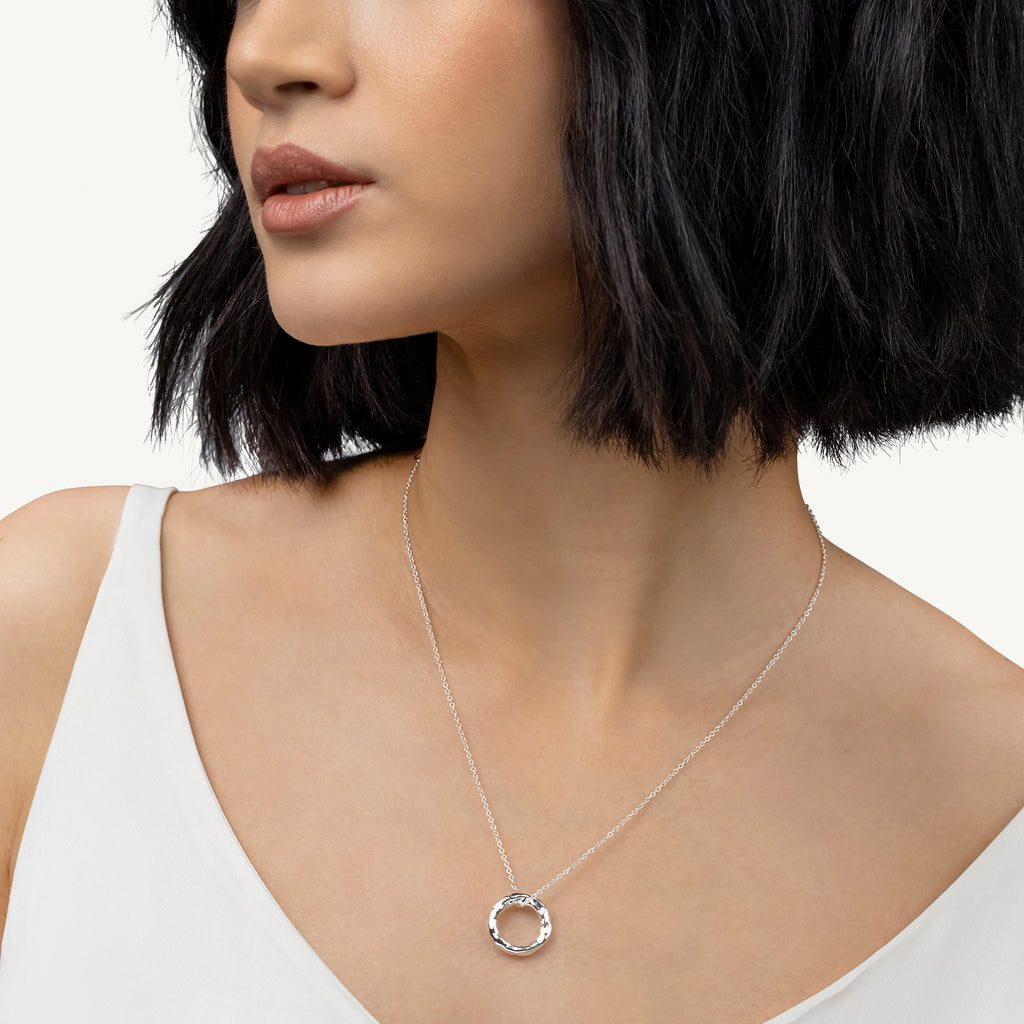 Hadley Lane Silver Plated Hammer Hoop Neck Silver - RYJ2579S