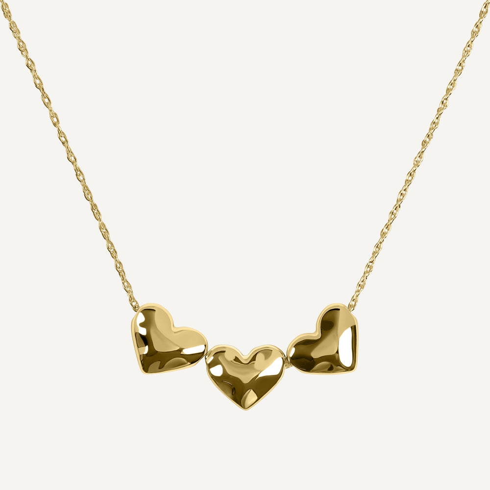 Love Lane Hammered Heart Charm Necklace Gold - RYJ2580S