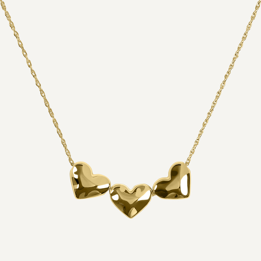 Love Lane Hammered Heart Charm Necklace Gold - RYJ2580S