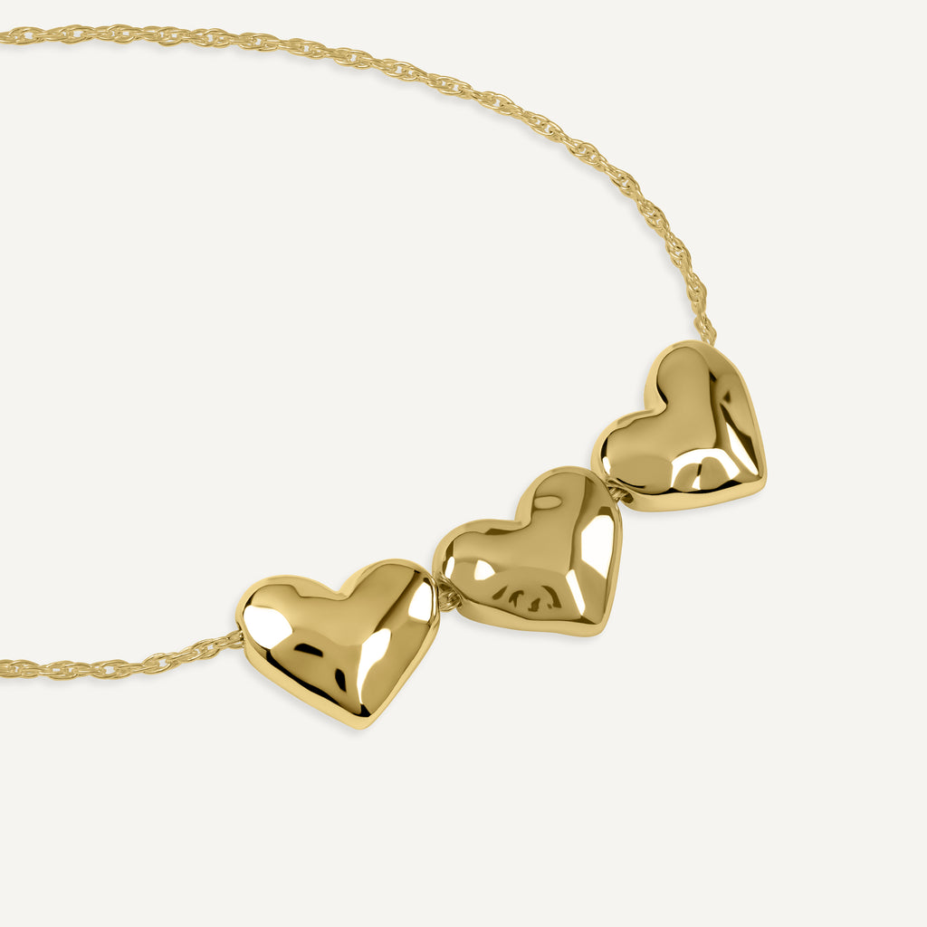 Love Lane Hammered Heart Charm Necklace Gold - RYJ2580S