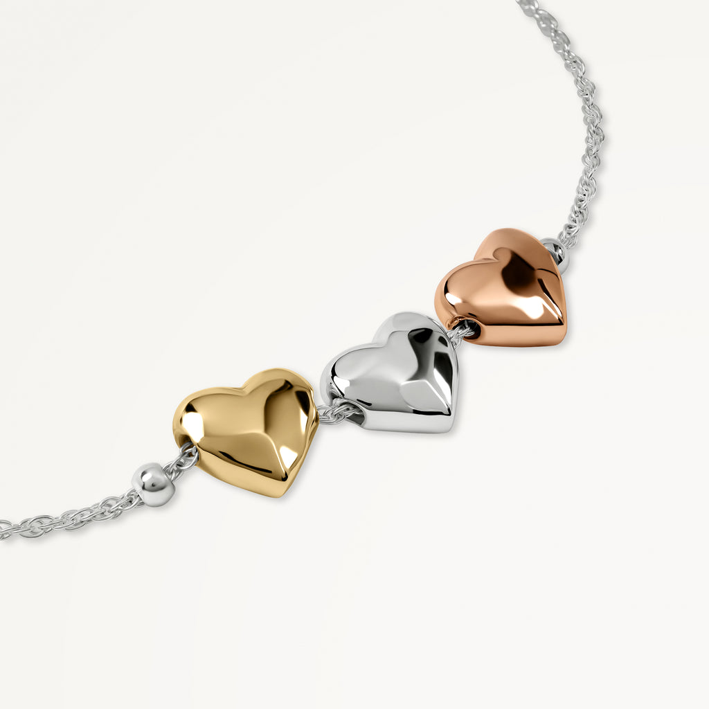 Love Lane Mixed Plated Heart Bracelet Silver - RYJ3485S